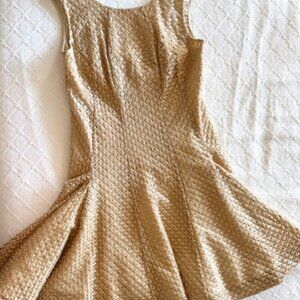 Zac Posen Gold Fit & Flare Embroidered Dress – Size 10